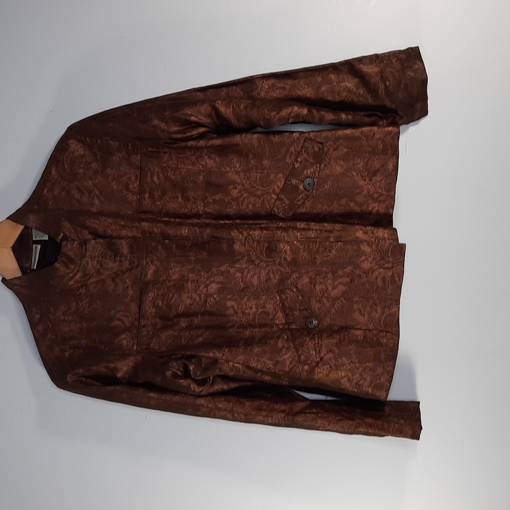 CHICO'S BROWN/COPPER BLAZER SZ 1